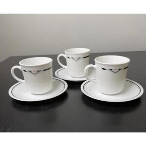 Vintage Corelle Cup & Saucer Duo *Zenith Pattern Set of 3